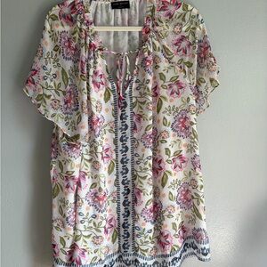 Lane Bryant Floral Blouse‎ - Pink, Green, and Blue